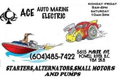 Ace Auto marine electric, Powell River, BC opening hours