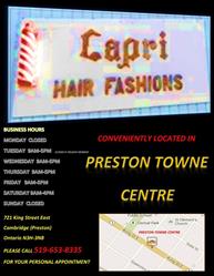 Capri Hair Fashions, Cambridge, ON opening hours