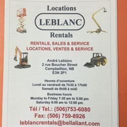 Leblanc Rentals, Campbellton, NB opening hours