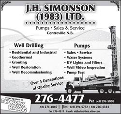 Simonson J H (1983) Ltd, Centreville, NB opening hours