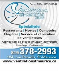 Ventilation St-Maurice 2000, Saint-Maurice, QC opening hours