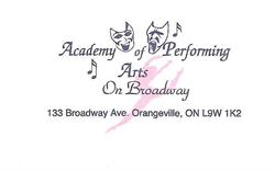 Academy Of Performing Arts on Broadway, Orangeville, ON opening hours