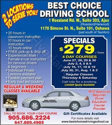 Best Choice Driving School, Ajax, ON opening hours