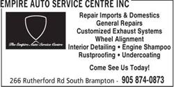 Empire Auto Service Centre, Brampton, ON opening hours