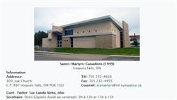Paroisse Saints-Martyrs Canadiens, Iroquois Falls, ON opening hours