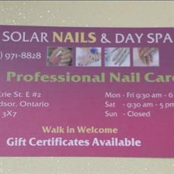 Solar Nails & Day SPA, Windsor, ON opening hours