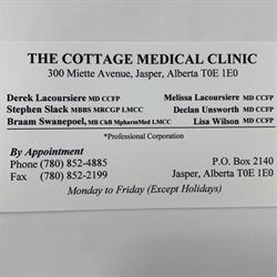 Cottage Medical Clinic, Jasper, AB opening hours