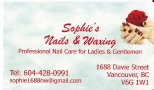 Sophie's Nails & Waxing in Vancouver, BC (West End) - Opening Hours