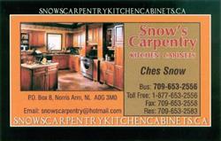 Snow's Carpentry & Kitchen Cabinets, Norris Arm, NL opening hours