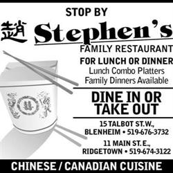 Stephen's Restaurant Two, Blenheim, ON opening hours
