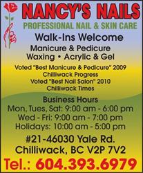 Nancy's Nails, Chilliwack, BC opening hours
