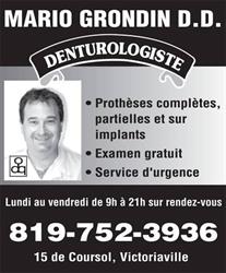 Grondin Mario - Denturologiste, Victoriaville, QC opening hours