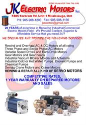JK Electric Motors Inc, Mississauga, ON opening hours