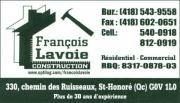 Construction François Lavoie Inc, Saint-Honoré-de-Chicoutimi, QC opening hours