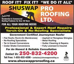 Shuswap Pro Roofing Ltd, Salmon Arm, BC opening hours