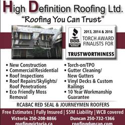 High Definition Roofing Ltd, Duncan, BC opening hours