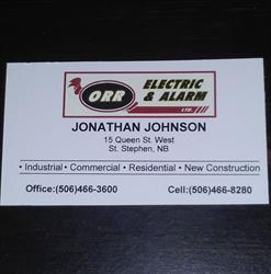 Orr Electrical & Alarm Ltd, St. Stephen, NB opening hours
