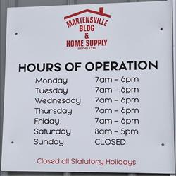 Martensville Building & Home, opening hours