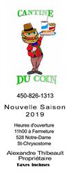 Cantine du Coin, Saint-Chrysostome, QC opening hours
