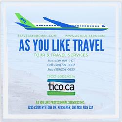 AS YOU LIKE TRAVEL, Kitchener, ON opening hours