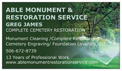 Able Monument & Restoration Services, Saint John, NB opening hours