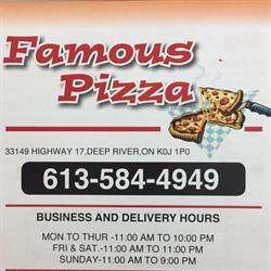 Famous Pizza, Deep River, ON opening hours