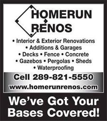 Homerun Renos, Welland, ON opening hours