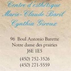 Centre d'esthétique Marie-Claude Baril Cynthia Giroux, Notre-Dame-des-Prairies, QC opening hours