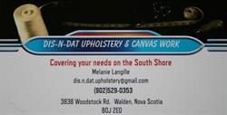 Dis-N-Dat Upholstery & Canvas, Mahone Bay, NS opening hours