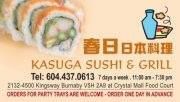Kasuga Sushi and Grill, Burnaby, BC opening hours