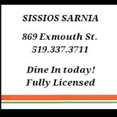 Sissio's Pizza, Sarnia, ON opening hours