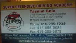 Super Defensive Driving Academy, Scarborough, ON opening hours
