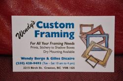 Wendy's Custom Framing, Creston, BC opening hours
