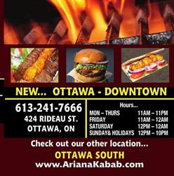 Ariana Kabab House on Rideau, Ottawa, ON opening hours