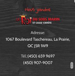 LEROIDUSOUSMARIN, La Prairie, QC opening hours