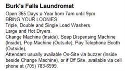 Burk's Falls Laundromat, Burks Falls, ON opening hours