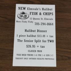 Elmvale halibut fish and chips, Cookstown, ON opening hours