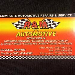 R & M Automotive, North Bay, ON opening hours