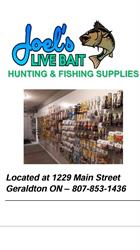 Joel's Live Bait, Geraldton, ON opening hours