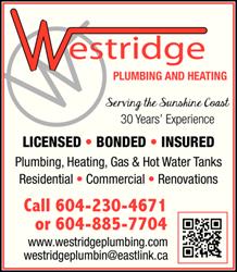 Westridge Plumbing and Heating, Sechelt, BC opening hours