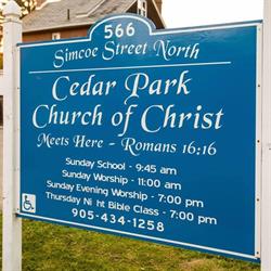 Cedar Park Church Of Christ, Oshawa, ON opening hours