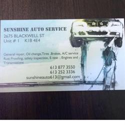 Sunshine Auto Service, Ottawa, ON opening hours