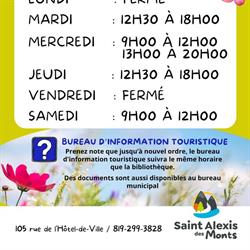 Bibliothèque Léopold-Bellemare, Saint-Alexis-des-Monts, QC opening hours