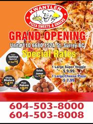 Kwantlen pizza, Surrey, BC opening hours