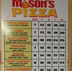 Mason's pizza, Dominion, NS opening hours
