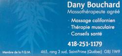 Massothérapie Dany Bouchard, Saint-Prime, QC opening hours