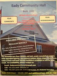 Eady Community Hall, Coldwater, ON opening hours