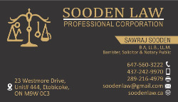 Sooden Law & Notary Public, Etobicoke, ON opening hours